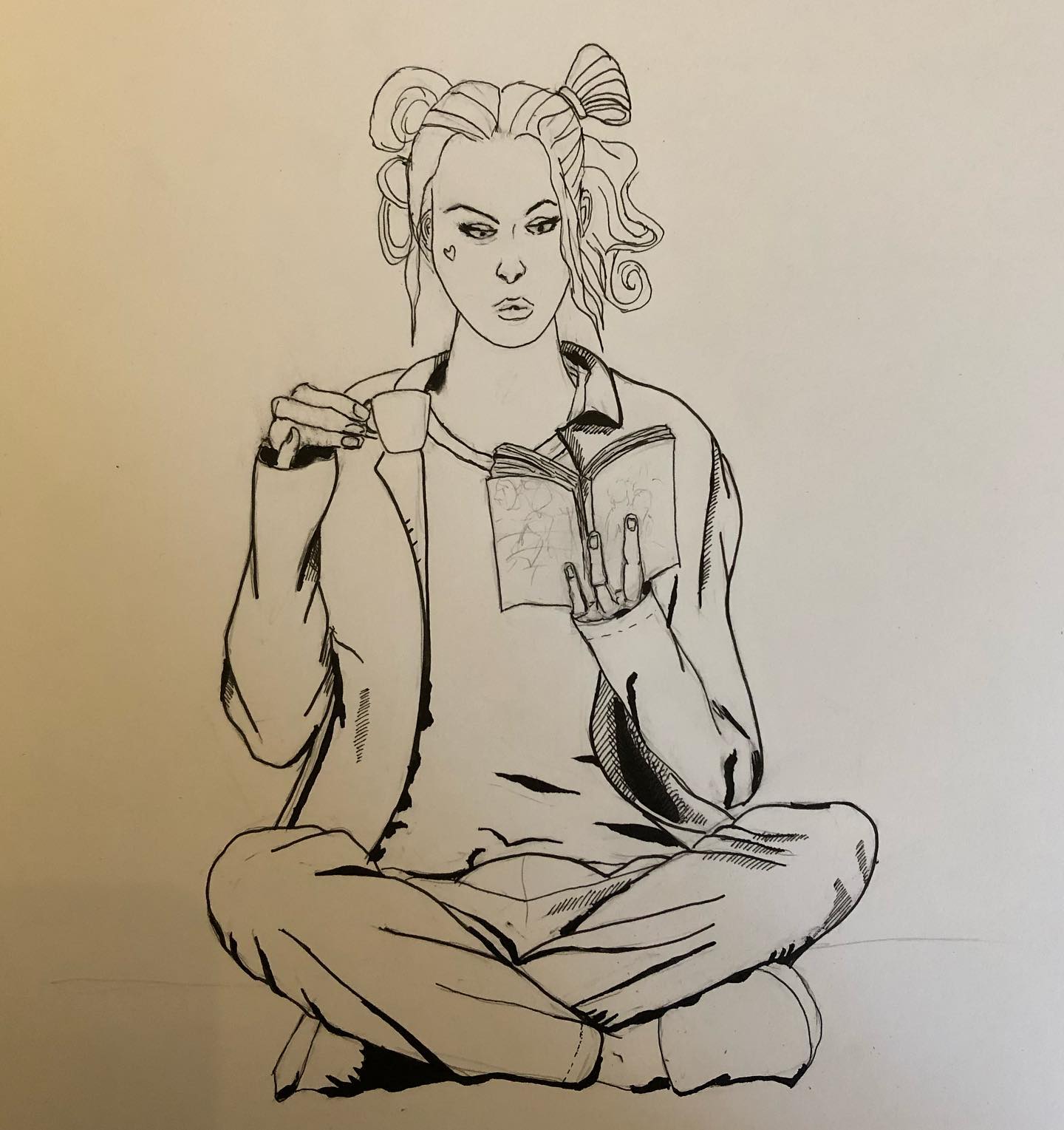 process image of the inked drawing