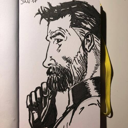 ink sketch of Fantastic Four's Reed Richards
