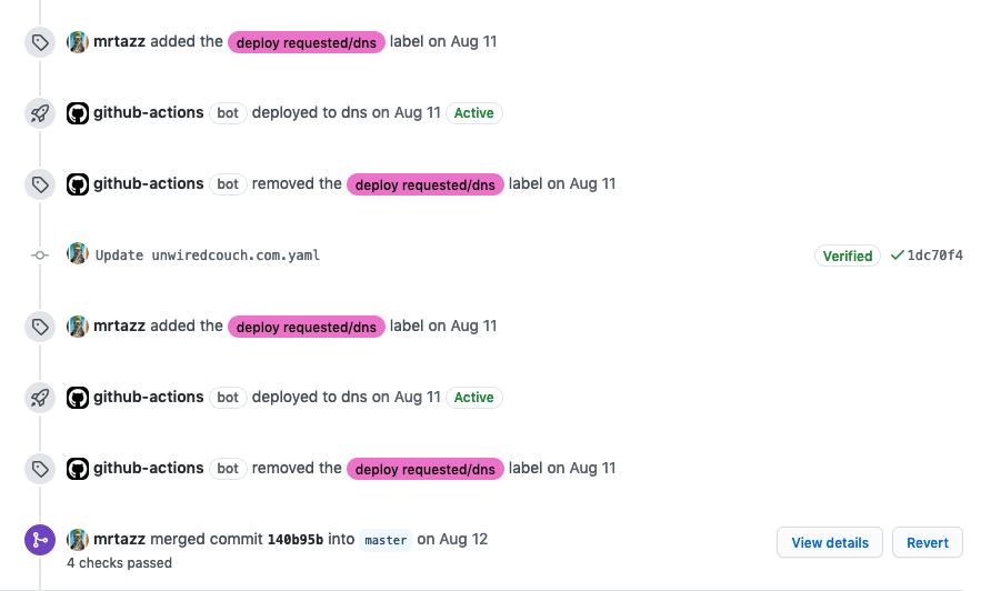 pull request deploy timeline